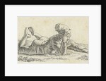 Boy lying in the grass on his belly by Anthonie Willem Hendrik Nolthenius de Man