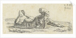 Boy lying in the grass on his belly by Anthonie Willem Hendrik Nolthenius de Man