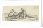 Boy lying in the grass on his belly by Anthonie Willem Hendrik Nolthenius de Man
