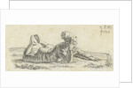 Boy lying in the grass on his belly by Anthonie Willem Hendrik Nolthenius de Man