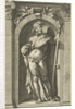 Saturn, standing in a niche, a scythe in his left hand by Hendrick Goltzius