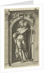 Saturn, standing in a niche, a scythe in his left hand by Hendrick Goltzius