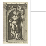 Saturn, standing in a niche, a scythe in his left hand by Hendrick Goltzius