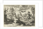 Apollo shoot the pregnant Coronis death by Workshop of Hendrick Goltzius