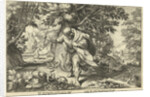 Teiresias stores in a forest two mating snakes by Workshop of Hendrick Goltzius