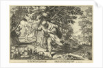 Teiresias stores in a forest two mating snakes by Workshop of Hendrick Goltzius