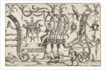 Chariot drawn by a fantasy beast with goat goatee by Cornelis Bos