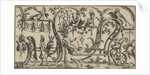 Chariot with stroomgod drawn by two satyrs by Cornelis Bos