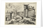 View of the ruins of the Roman Forum seen from the Capitol by Hieronymus Cock