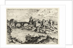 View of the bridge of Fabricius in Rome, Italy by Hieronymus Cock
