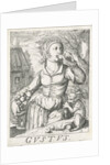 Taste Gustus, a woman with fruits by Hendrick Hondius I