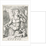 Taste Gustus, a woman with fruits by Hendrick Hondius I