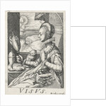 An elegant lady, sitting at a table in front of an open window by Anonymous