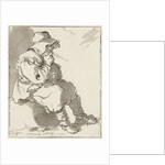 Man sitting on stone by Hermanus Fock