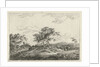 A hilly landscape with a tree in the middle party by Hermanus Fock