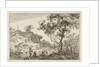 Dune landscape with a large tree by Hermanus Fock