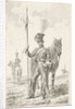 Soldier with a spear beside his horse by Johannes Mock