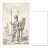 Soldier with a spear beside his horse by Johannes Mock