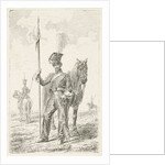 Soldier with a spear beside his horse by Johannes Mock