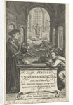 Healer John Fernelius speaks to patient in hospital ward where patients lie on the floor by Franciscus Hackius