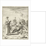 Woman speaks to a beggar by Pieter Arentsz II