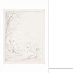 Cows, goats and sheep in a mountainous landscape with ruins by Diederik Jan Singendonck