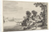 River landscape with travelers on country road by Claes Jansz. Visscher II