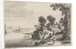 River landscape with travelers on country road by Claes Jansz. Visscher II