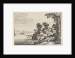 River landscape with travelers on country road by Claes Jansz. Visscher II