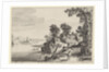 River landscape with travelers on country road by Claes Jansz. Visscher II