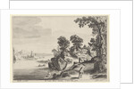 River landscape with travelers on country road by Claes Jansz. Visscher II