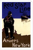 Belgian poster Red Star Line. From Antwerp to New York by Henry Cassiers