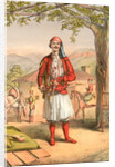 Albanian guard or soldier, Travels through Turkey 1862 by Henry J. Van Lennep