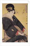 Tamaya uchi Hanamurasaki, Sekiya, Teriha, Hanamurasaki of the Tamaya, kamuro, Sekiya, Teriha by Utamaro Kitagawa