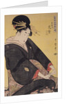 Tamaya uchi Hanamurasaki, Sekiya, Teriha, Hanamurasaki of the Tamaya, kamuro, Sekiya, Teriha by Utamaro Kitagawa
