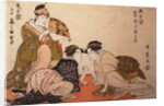 Nibijin ude-zumô, Arm-wrestling between two beauties by Utamaro Kitagawa