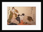 Nibijin ude-zumô, Arm-wrestling between two beauties by Utamaro Kitagawa