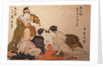Nibijin ude-zumô, Arm-wrestling between two beauties by Utamaro Kitagawa
