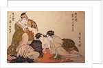 Nibijin ude-zumô, Arm-wrestling between two beauties by Utamaro Kitagawa