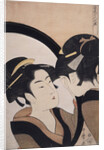 Sugatami shichinin keshô, Seven women applying make-up using a full-length mirror by Utamaro Kitagawa