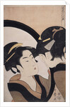 Sugatami shichinin keshô, Seven women applying make-up using a full-length mirror by Utamaro Kitagawa