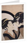 Sugatami shichinin keshô, Seven women applying make-up using a full-length mirror by Utamaro Kitagawa