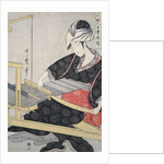 Hata-ori, Weaving on a loom by Utamaro Kitagawa