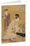 Ôgiya uchi Yashio, Someki, Tsumaki, Yashio of the Ôgiya, kamuro Someki, Tsumaki by Utamaro Kitagawa