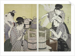 Daidokoro, Kitchen scene by Utamaro Kitagawa