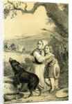 Child Dog 19th Century Woman Hat Country Side Tree Horses by Anonymous