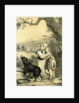 Child Dog 19th Century Woman Hat Country Side Tree Horses by Anonymous