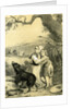 Child Dog 19th Century Woman Hat Country Side Tree Horses by Anonymous