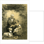 Goat Woman Girl Spinning Wheel 19th Century Hat Garden by Anonymous