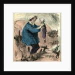 Farmer Child 19th Century Chicken Spade Country Side France by Anonymous